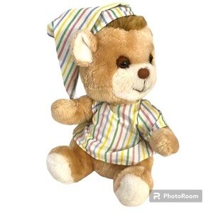 Vtg 1983 Sleepy Eyed Plush Teddy Bear Dressed for Bed Stuffed Sitting 14” Mint